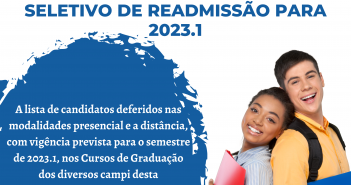 PUBLICADO EDITAL DE RESULTADO FINAL DO PROCESSO SELETIVO DE READMISSÃO PARA 2023.1