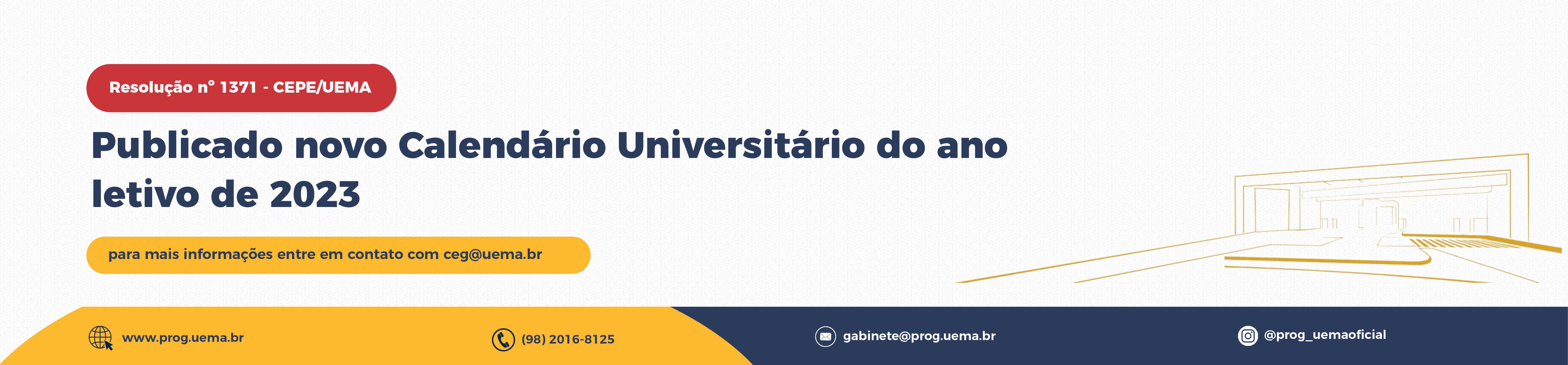 Novo calendário acadêmico de 2023.