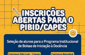 Inscrições abertas para o PIBID
